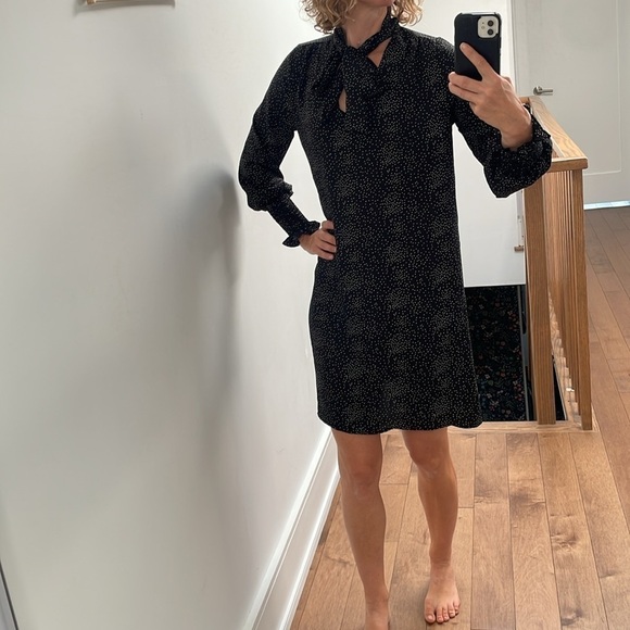 If she loves longsleeve short white black polka dot dress tie scarf size S - Picture 6 of 14